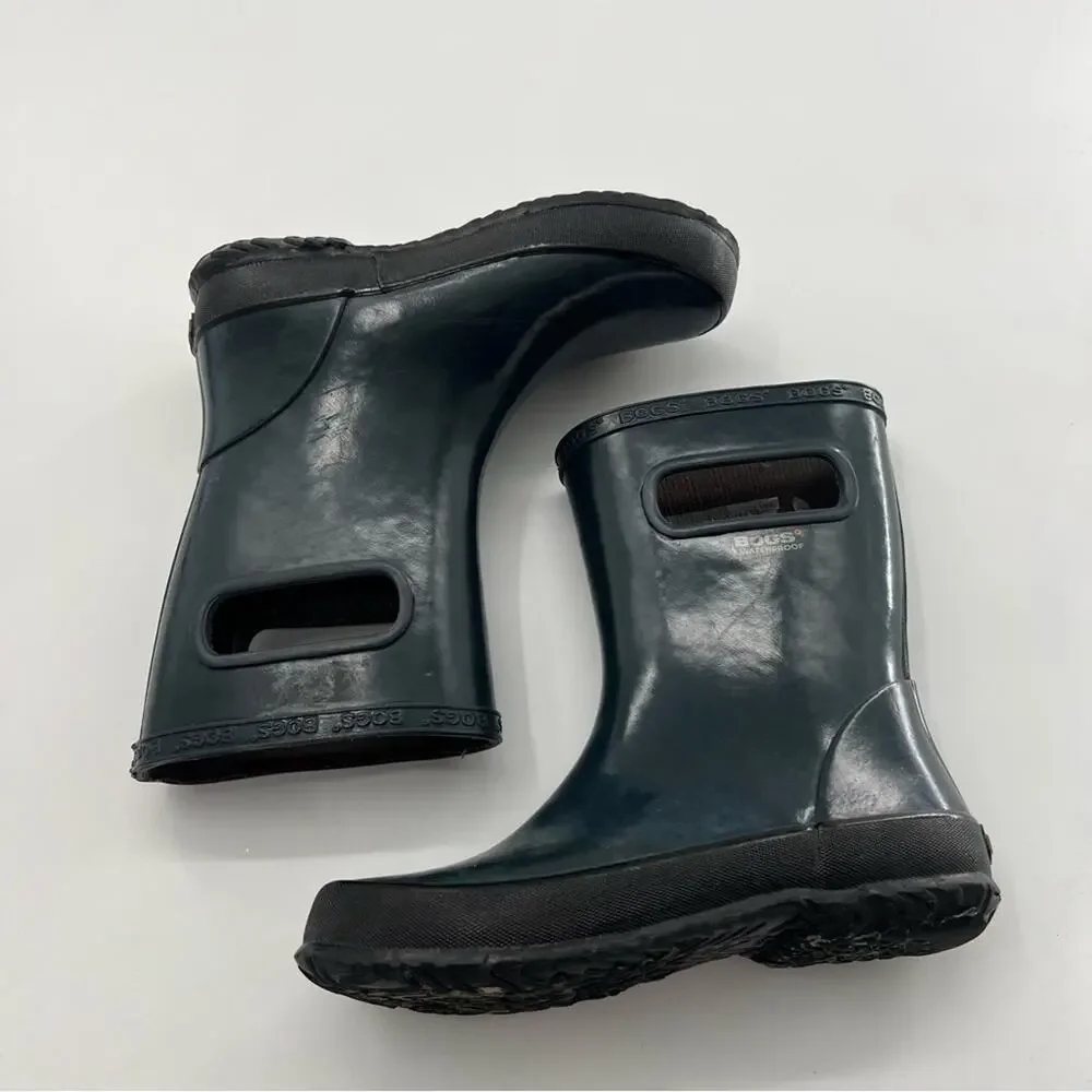 Bogs Skipper Solid Green Rubber Boots Kids Youth Rain Boots